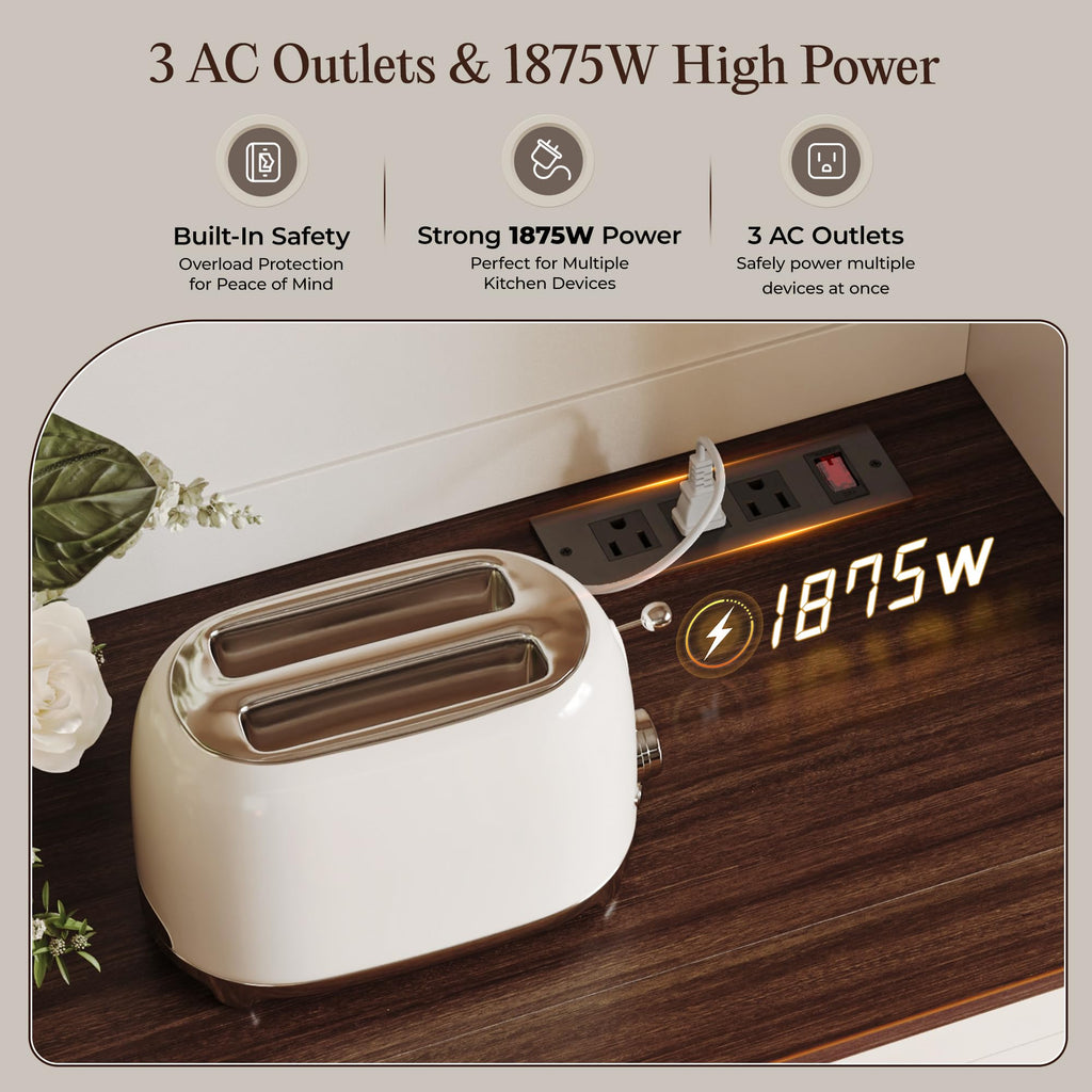 White Pantry Cabinet with Charging Station M54493