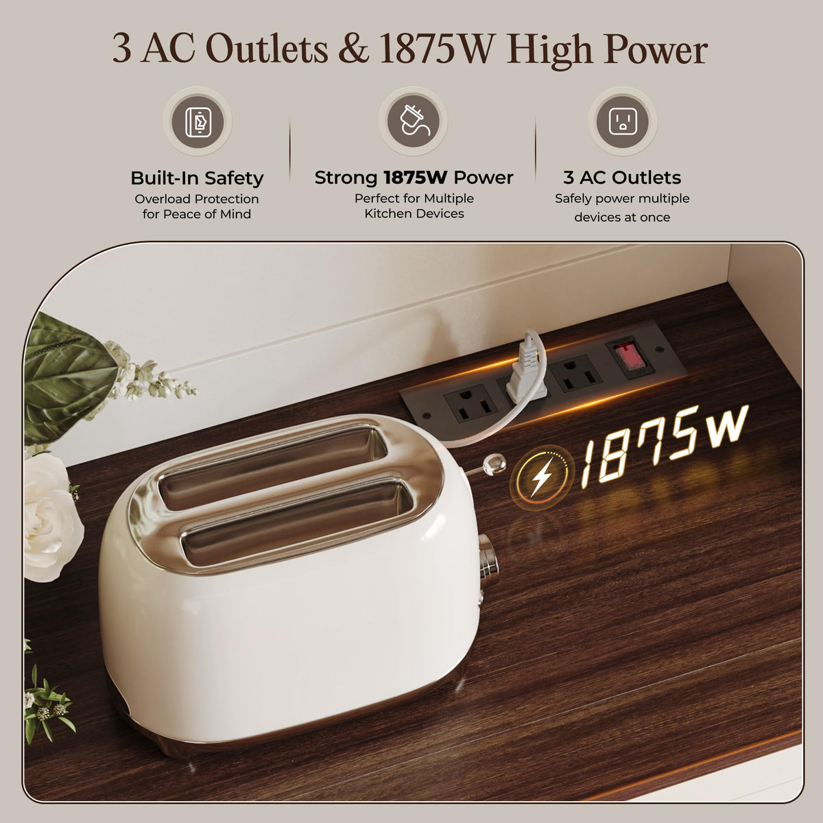 White Pantry Cabinet with Charging Station M54493
