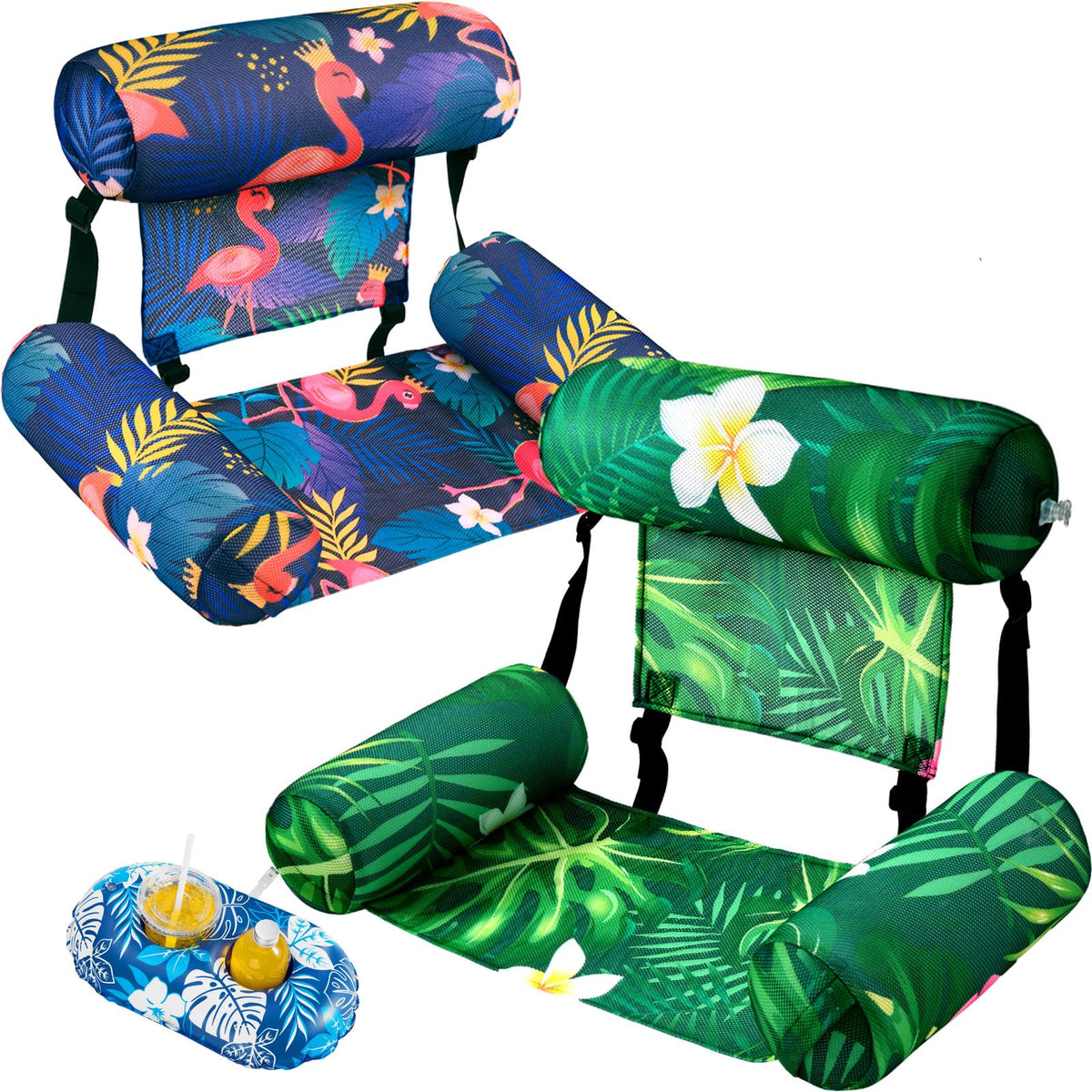 2 Pack Inflatable Pool Float Chair with Cup Holders H195