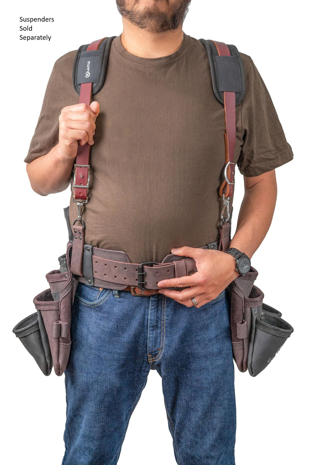 Top Grain Leather Tool Belt 18 Pockets H4761
