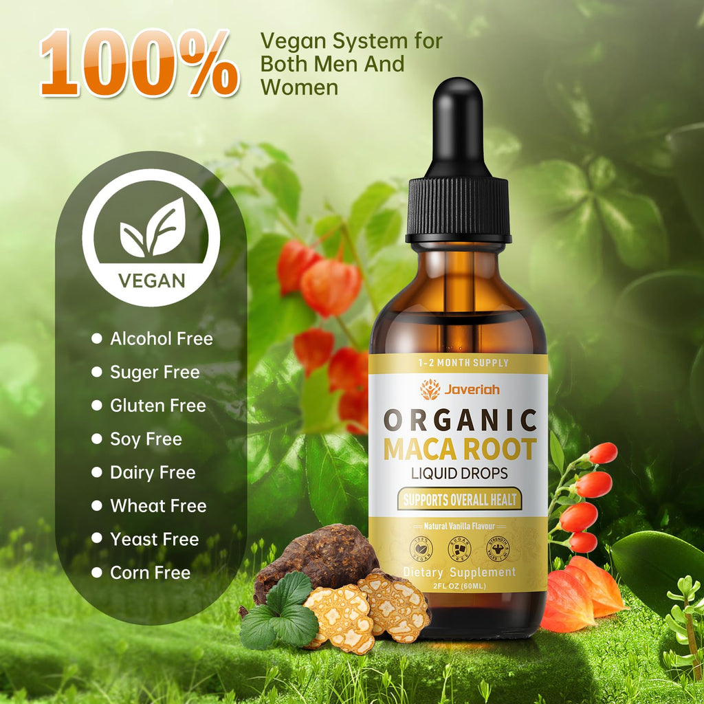 Organic Maca Root Liquid Drops with Ashwagandha 2 Fl Oz Q777