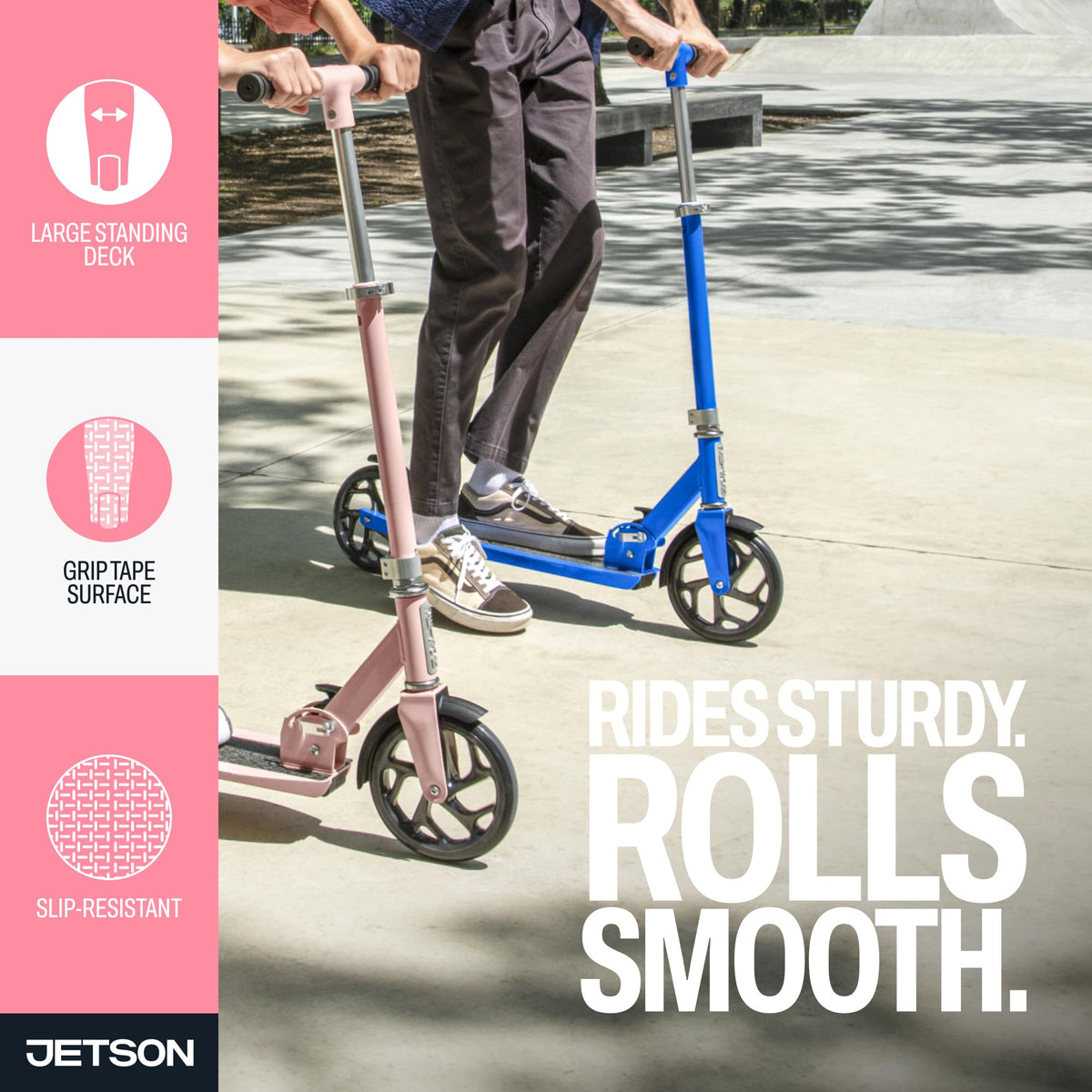 2-Wheel Kick Scooter with Wide Deck and Adjustable Handlebar W93750