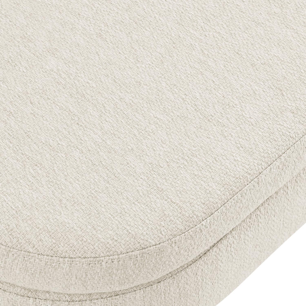 Beige Oval Storage Ottoman Bench with Rubber Wood Legs C275702