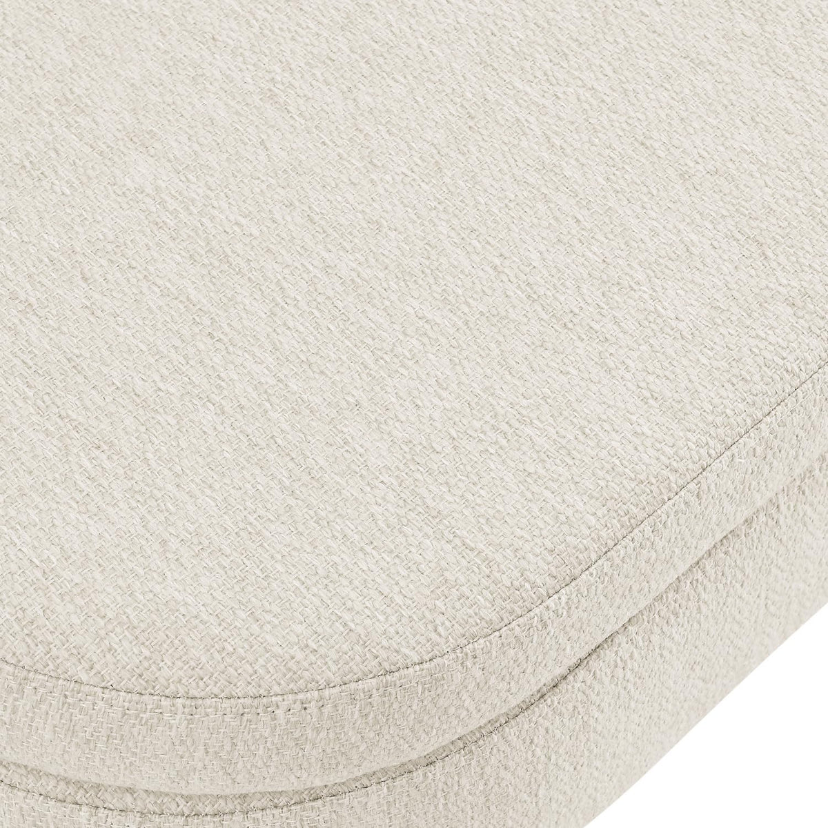 Beige Oval Storage Ottoman Bench with Rubber Wood Legs C275702