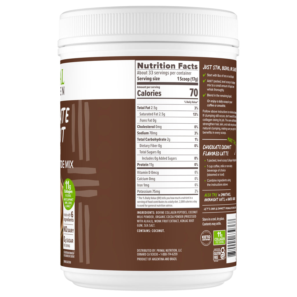 Chocolate Coconut Collagen Peptides Drink Mix 20 Ounces E27340