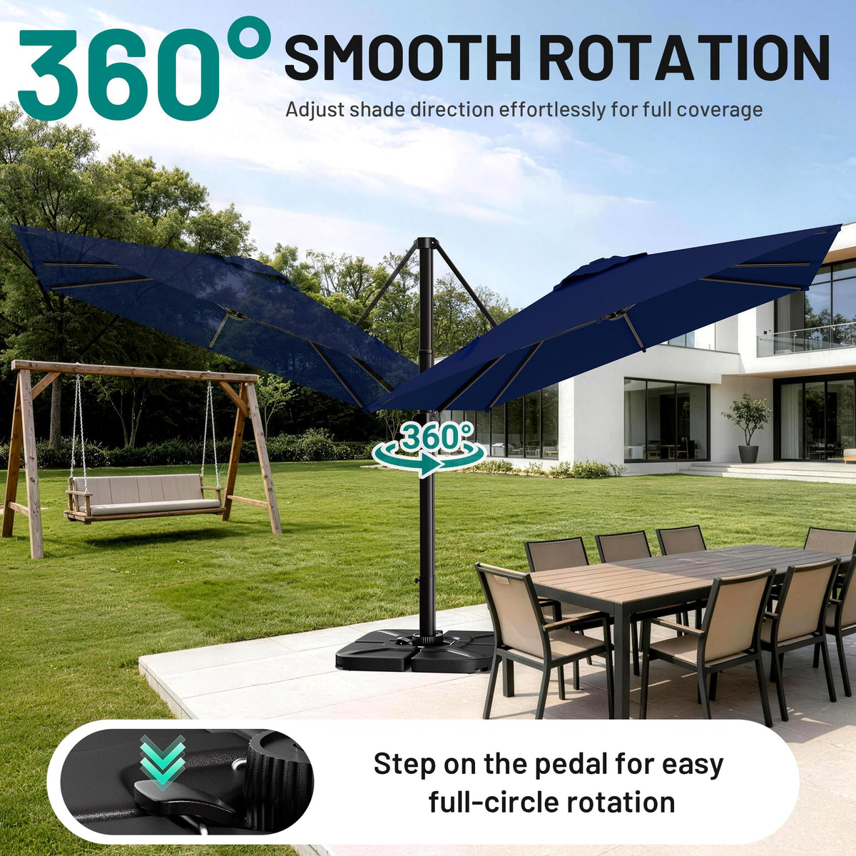 10 X 13 FT Cantilever Umbrella with 360-Degree Rotation Z4648
