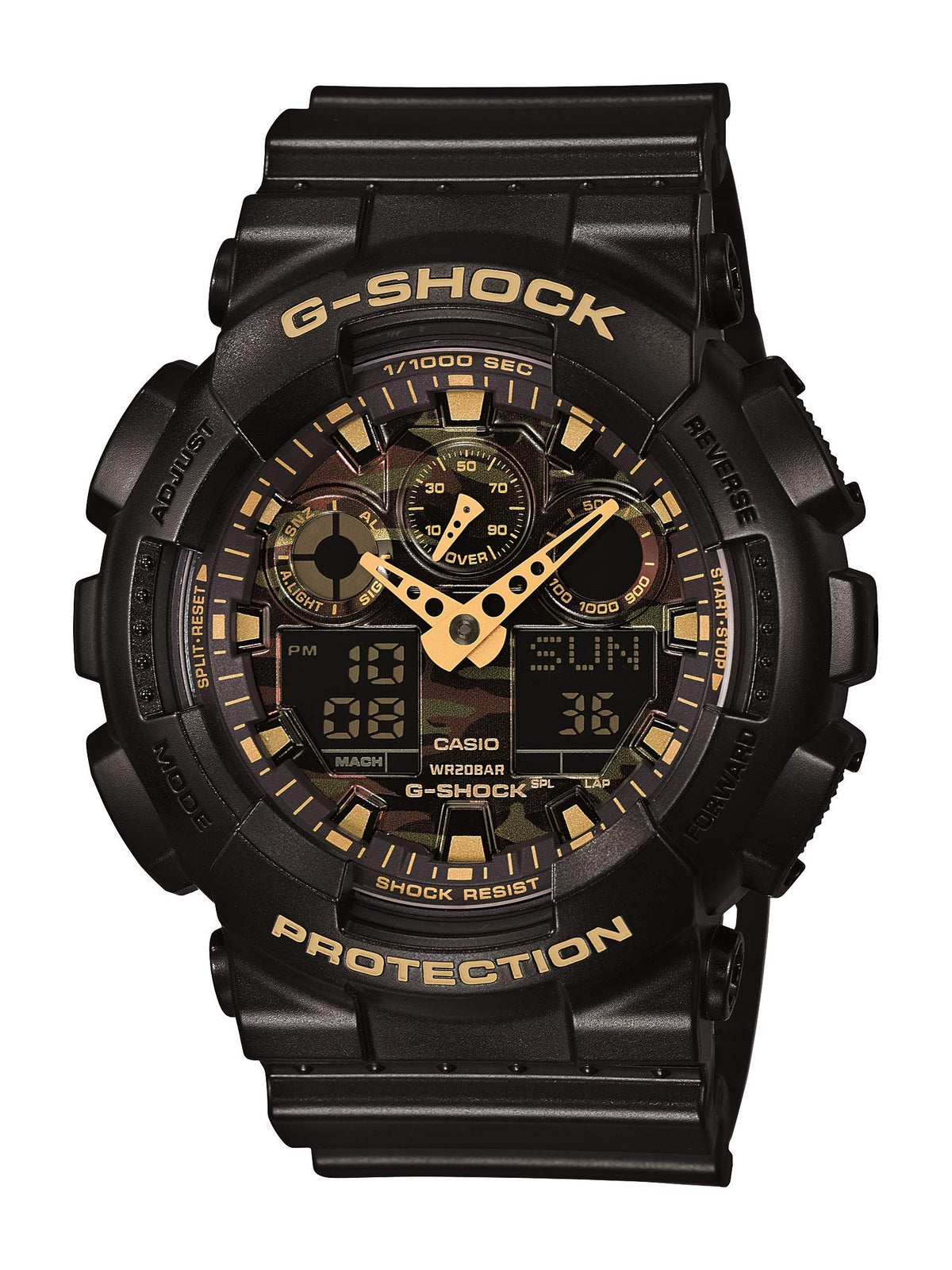 Camouflage Watch with Black Resin Band L5467