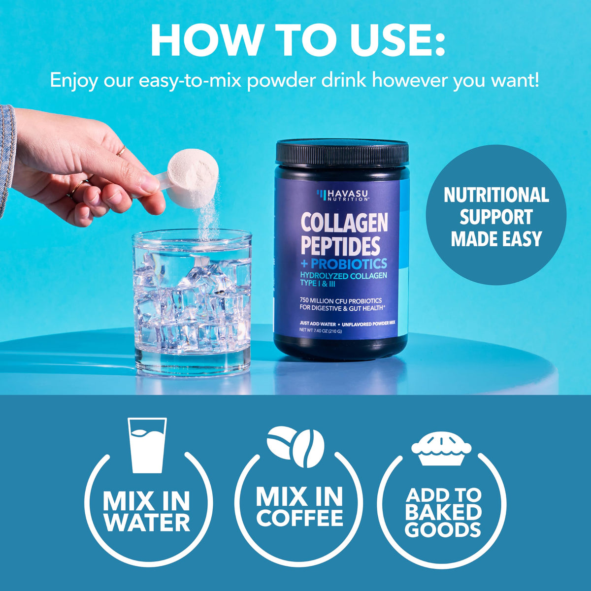 Unflavored Collagen Peptides Powder with Probiotics L28511
