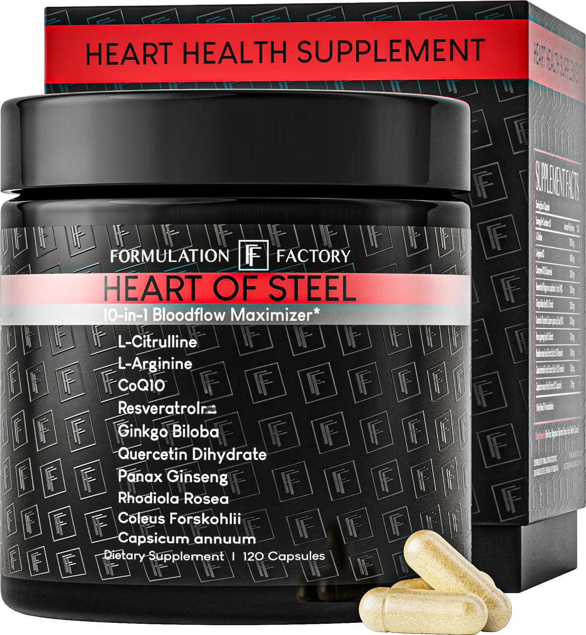 Nitric Oxide Booster with L-Citrulline, L-Arginine, CoQ10 & Resveratrol - 120 Capsules S543