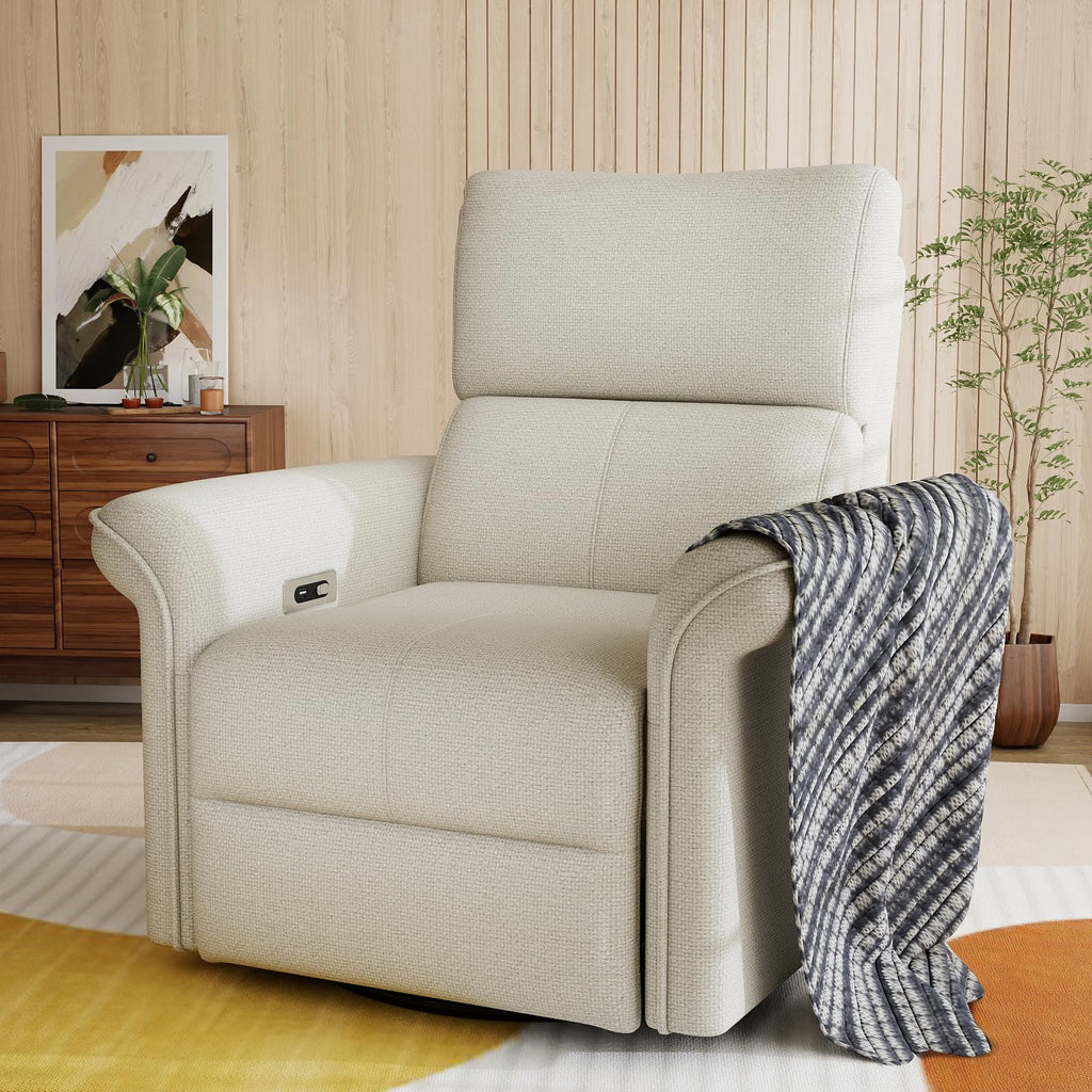 Fabric Light Gray Swivel Rocker Recliner Chair N352029
