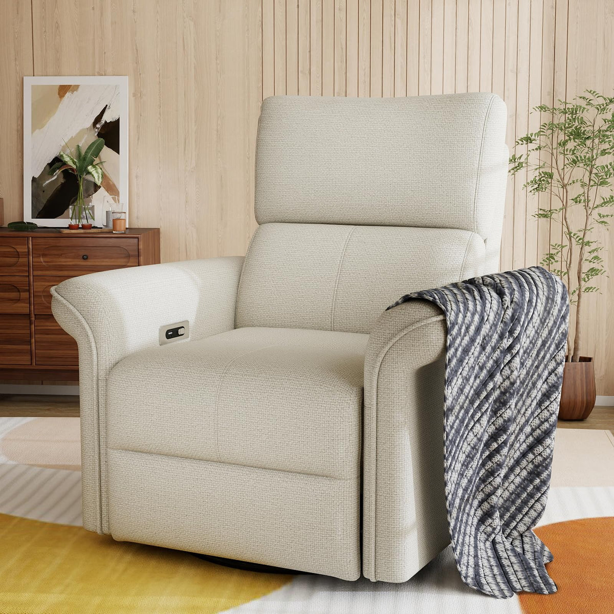 Fabric Light Gray Swivel Rocker Recliner Chair N352029