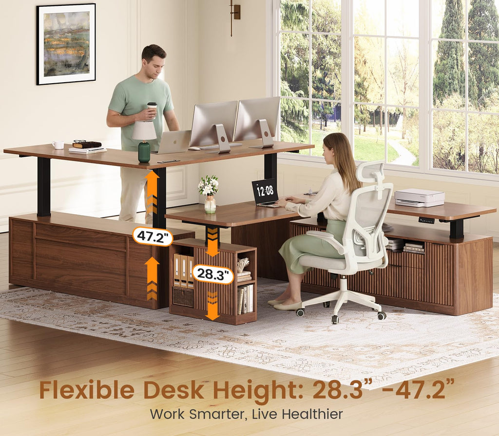 L Shaped Electric Standing Desk with 4 Drawers T188781