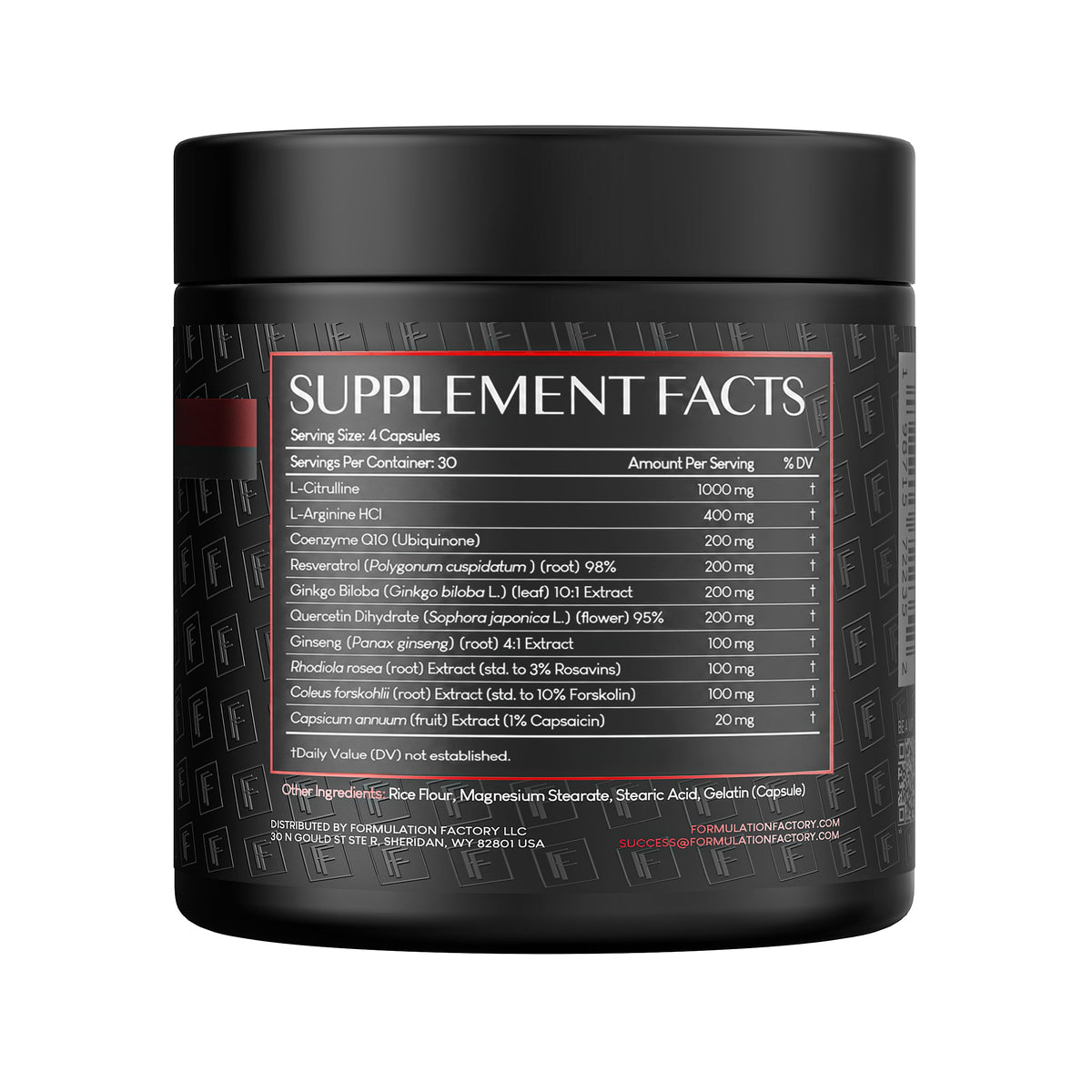 Nitric Oxide Booster with L-Citrulline, L-Arginine, CoQ10 & Resveratrol - 120 Capsules S543