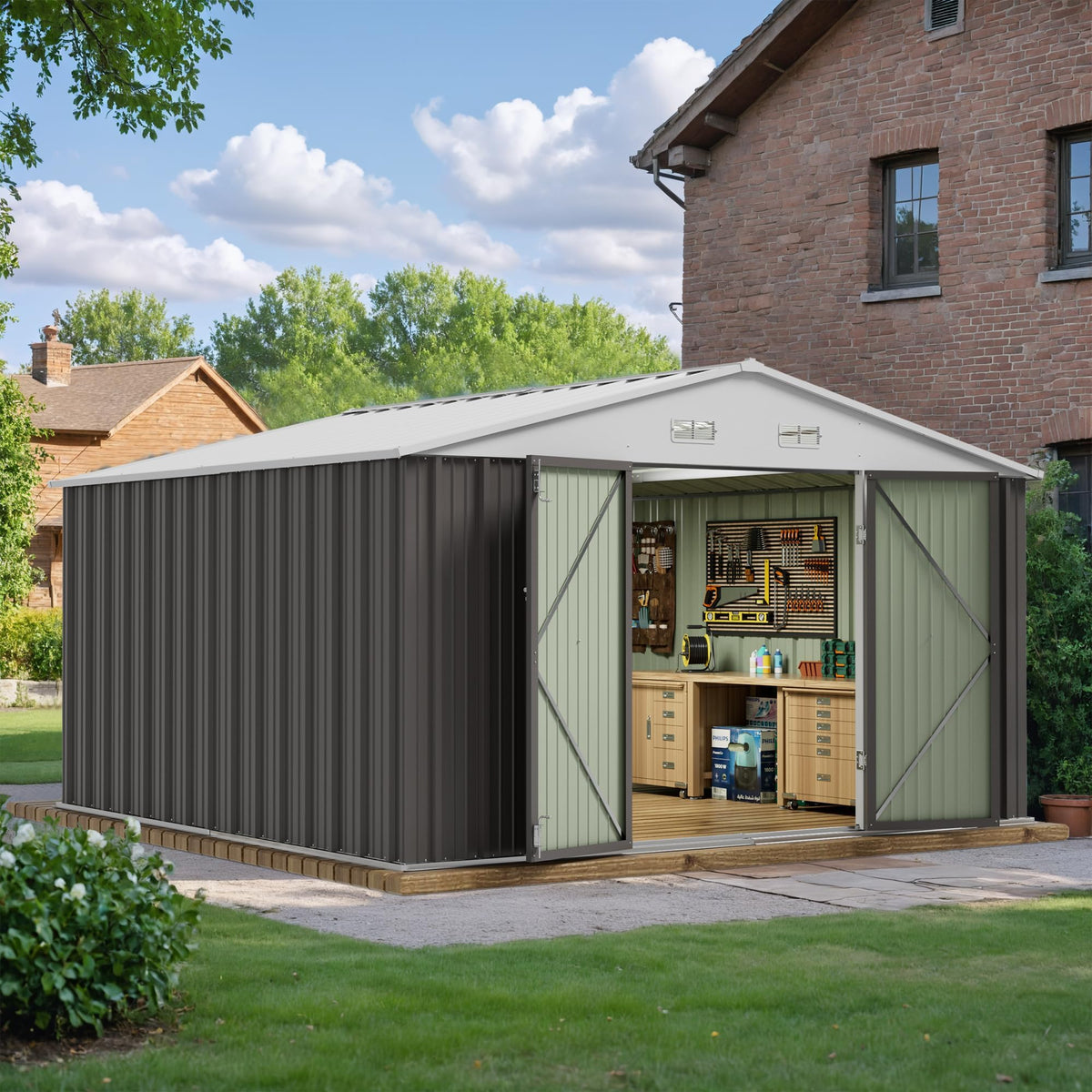 10x10 FT Grey Outdoor Storage Shed Z668452