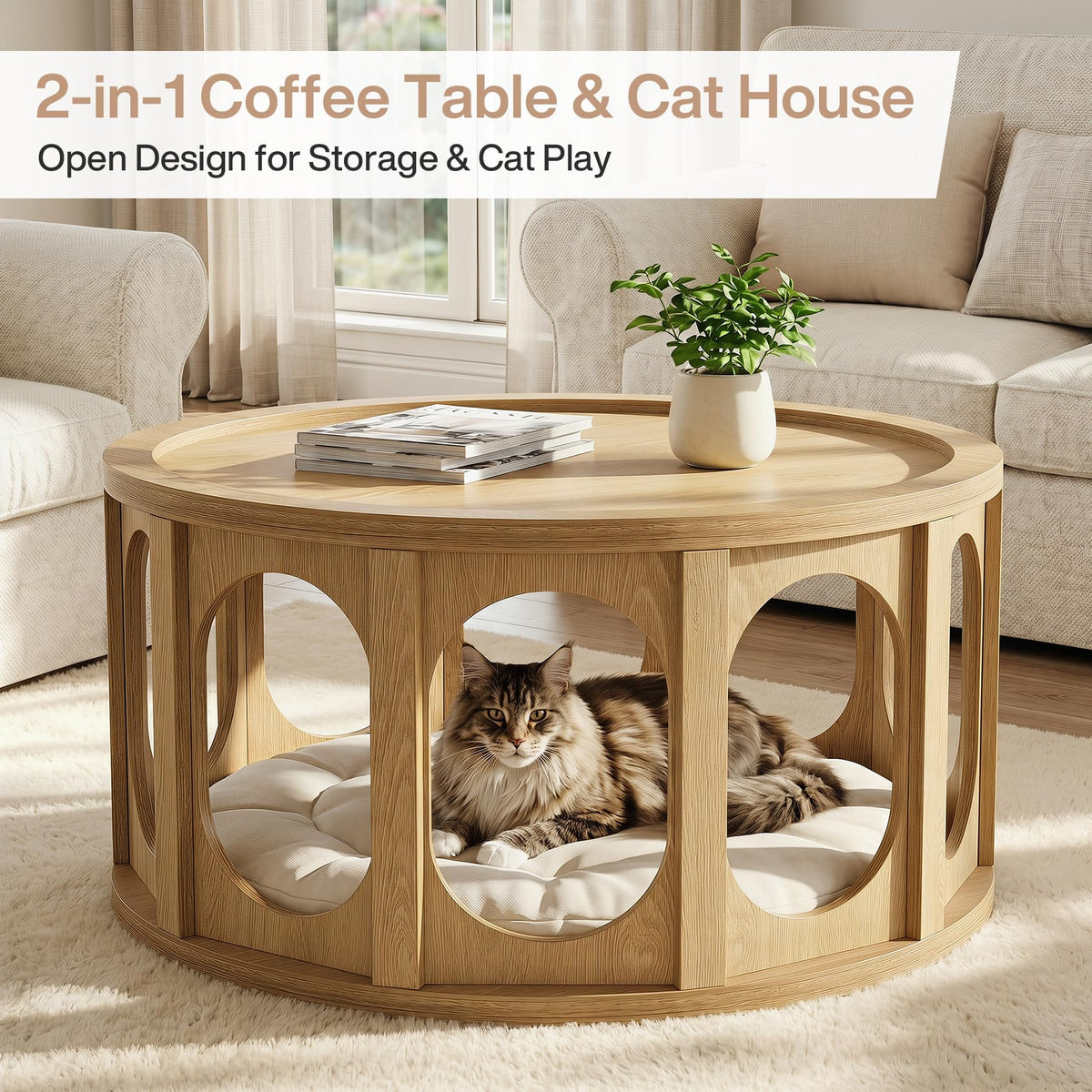 Round Coffee Table with Storage I8927