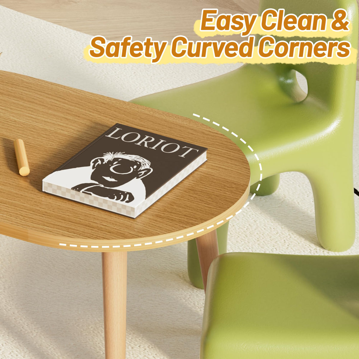 Small Oval Coffee Table with Solid Wood Legs F244
