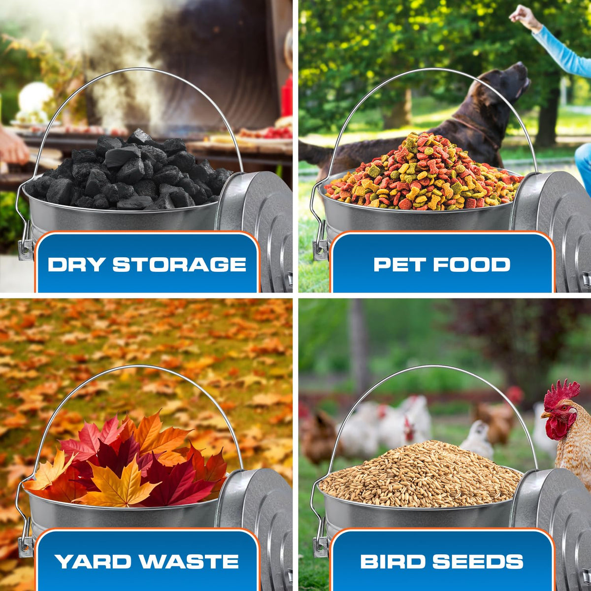 6 Gallon Metal Bird Seed Storage Can with Locking Lid C703
