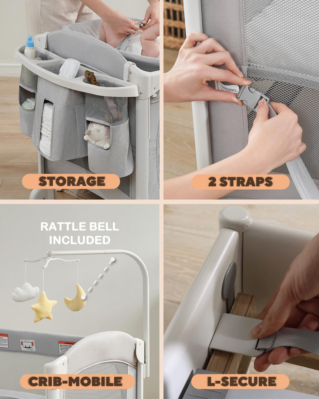 4 in 1 Baby Bassinet Bedside Sleeper J721097
