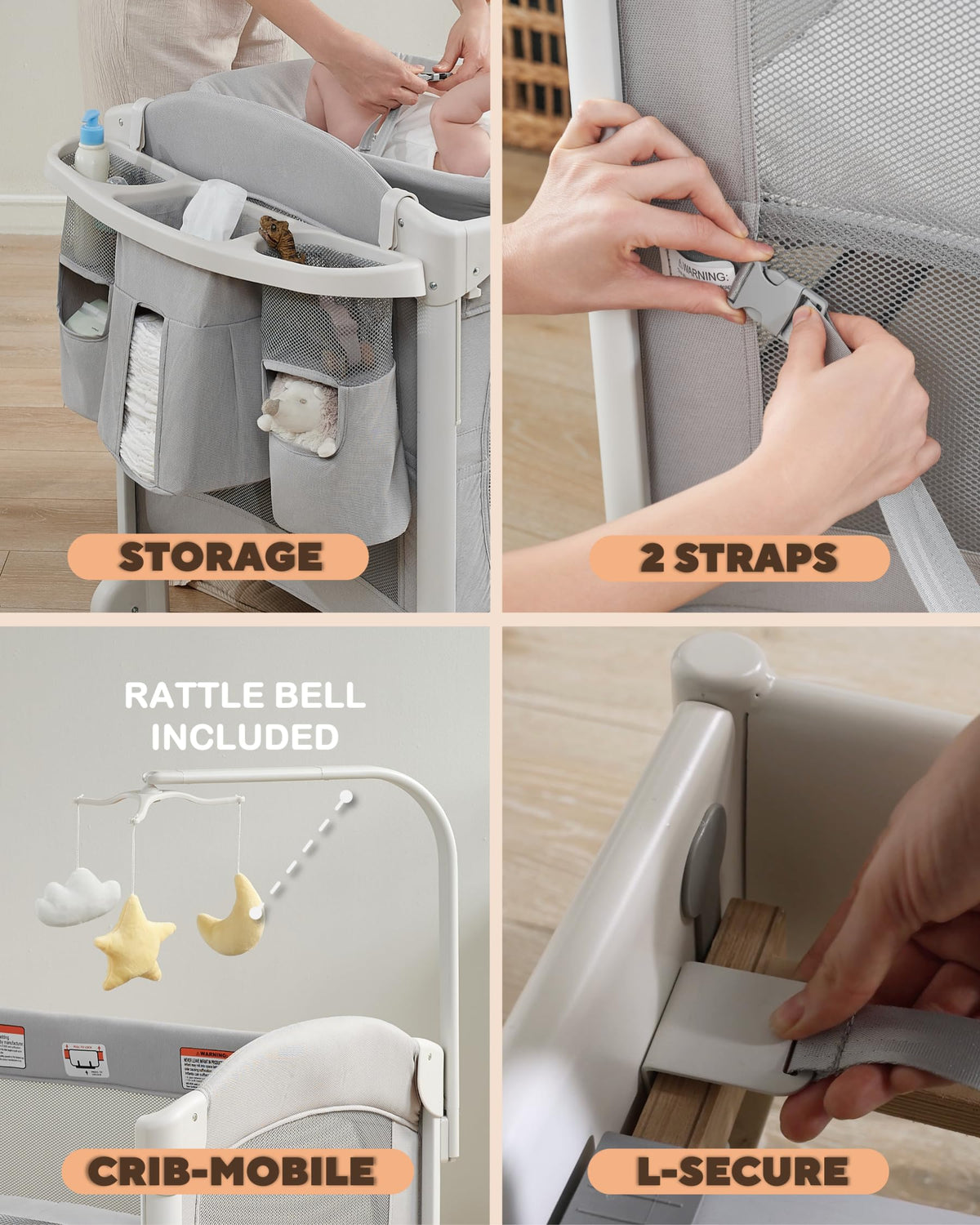 4 in 1 Baby Bassinet Bedside Sleeper J721097