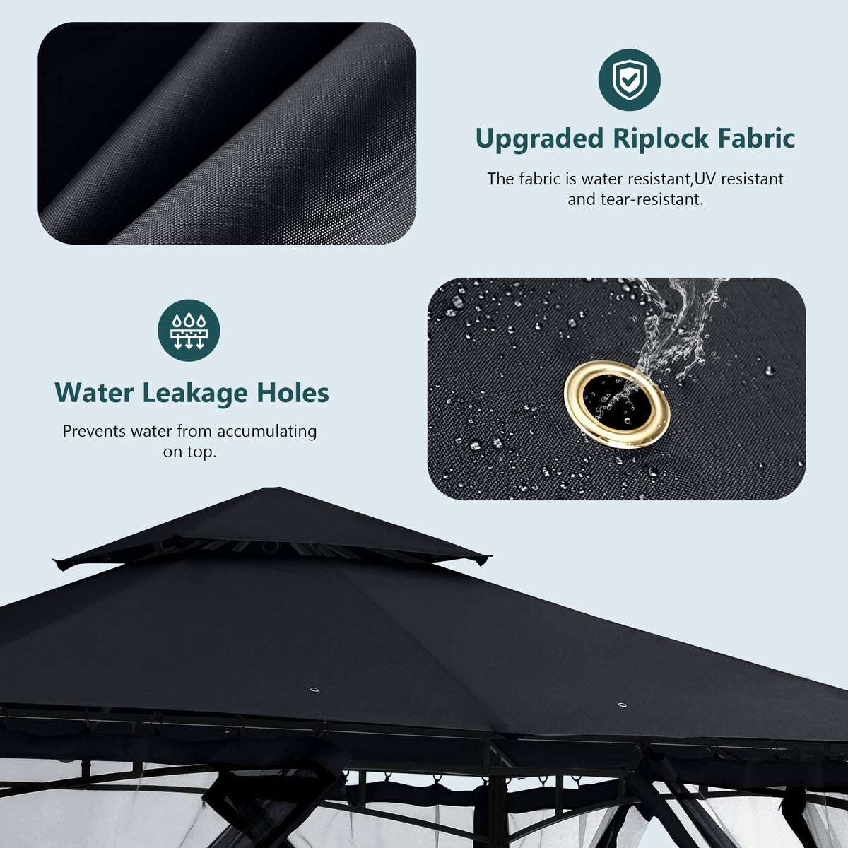 10x12 ft Heavy Duty Patio Gazebo with Netting Walls U848