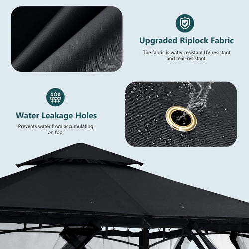 10x12 ft Heavy Duty Patio Gazebo with Netting Walls U848