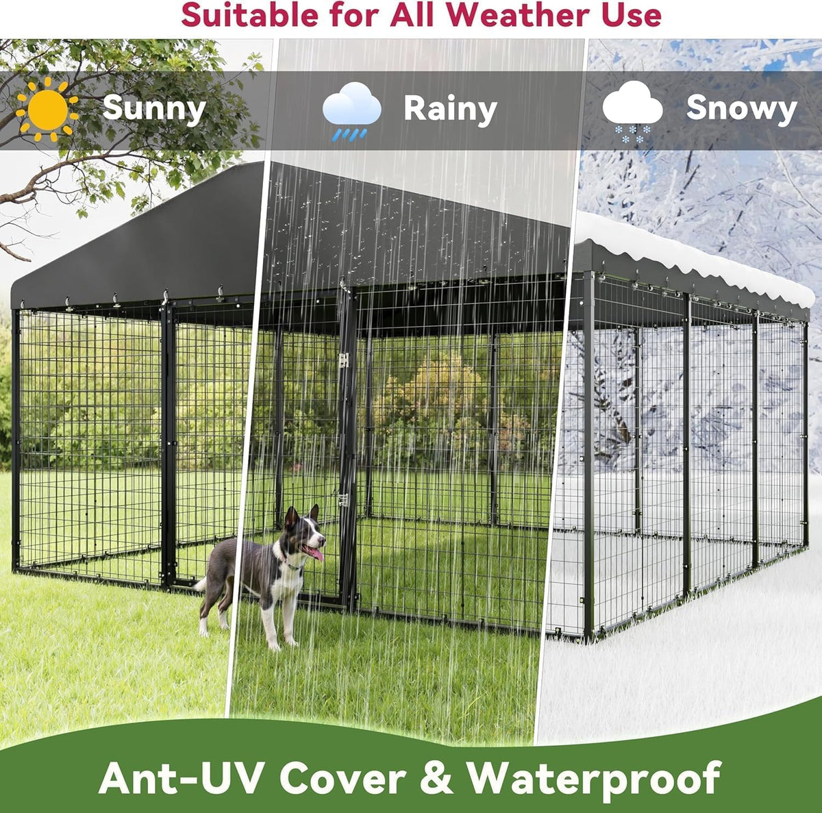 10x10x6 FT Galvanized Steel Dog Kennel with Roof D80249