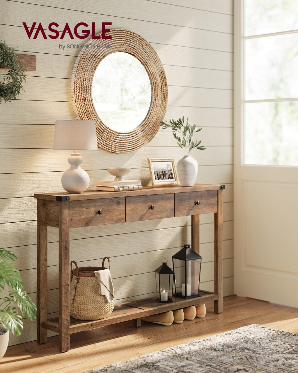 Narrow Console Table with 3 Drawers F564