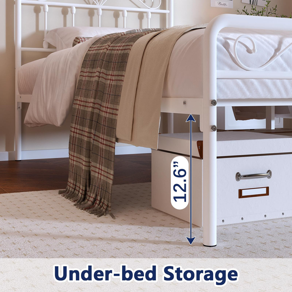 White Metal Full Size Platform Bed Frame with Headboard and Footboard T299