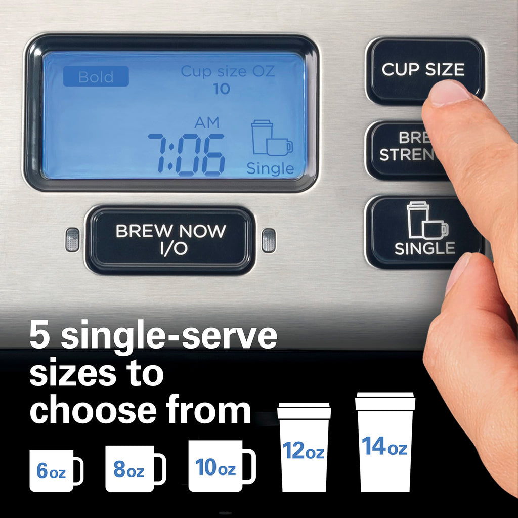 2-Way Coffee Maker with K-Cup Pods or Grounds, Black and Stainless E39147