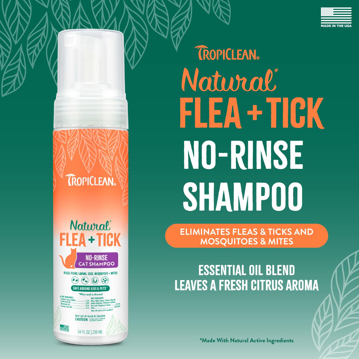 Waterless Flea and Tick Shampoo for Cats 7.4oz A6069