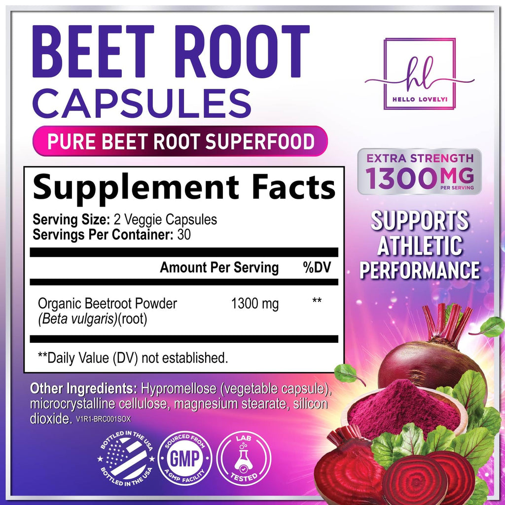 Organic Beet Root Capsules 1300mg 60 Capsules C841
