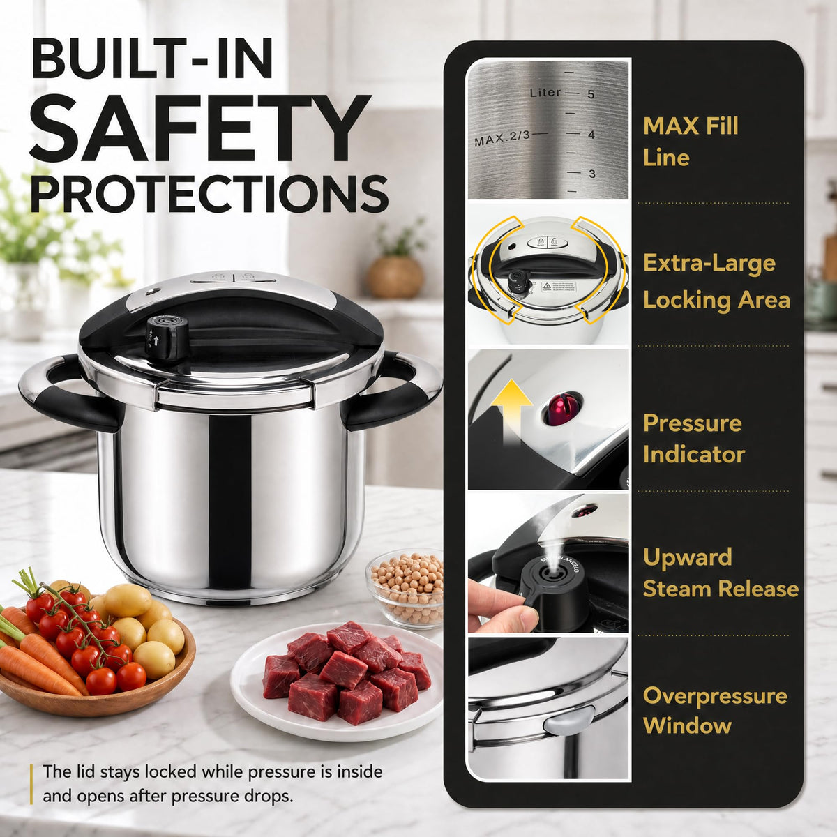 3.2QT Stainless Steel Stovetop Pressure Cooker W887203