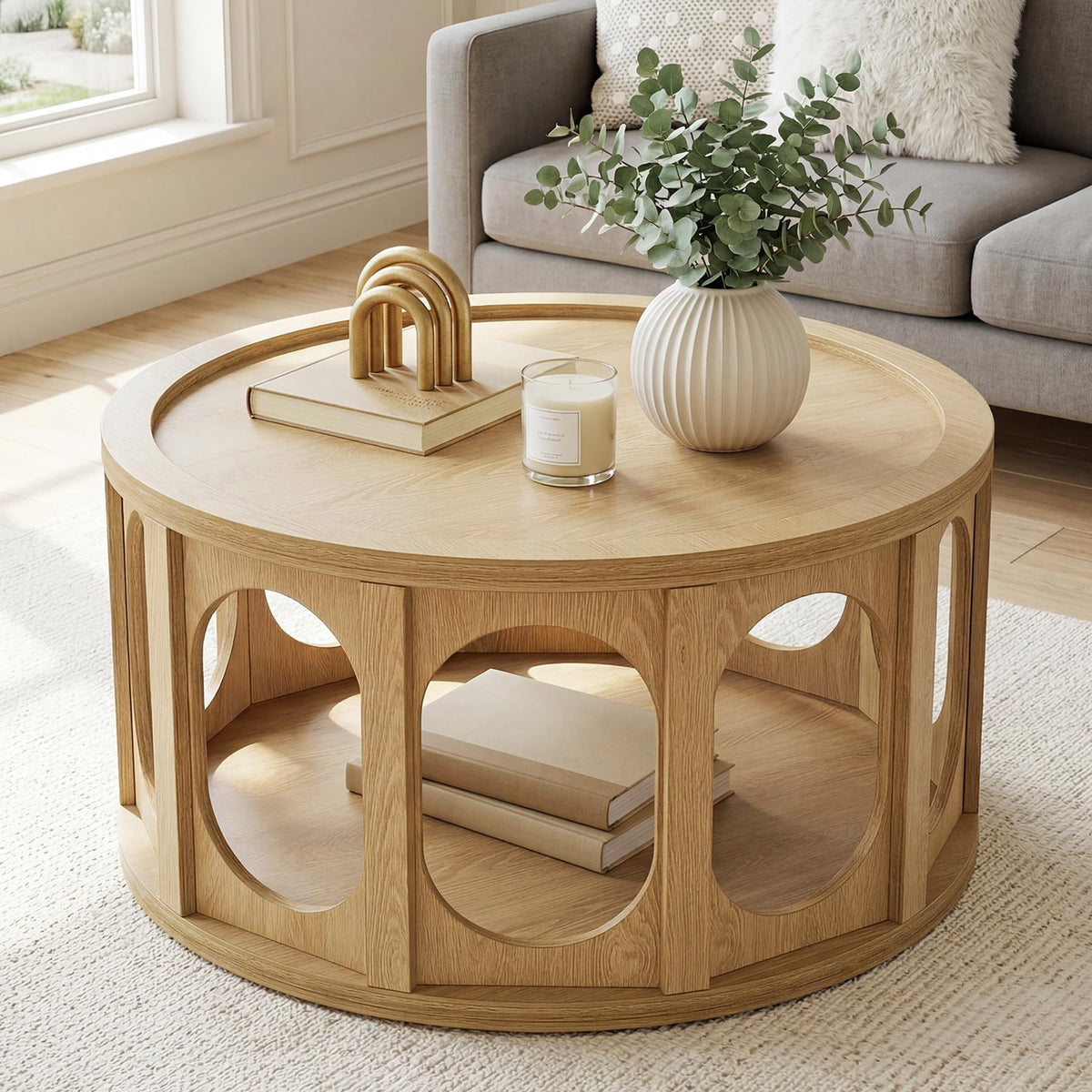 Round Coffee Table with Storage I8927