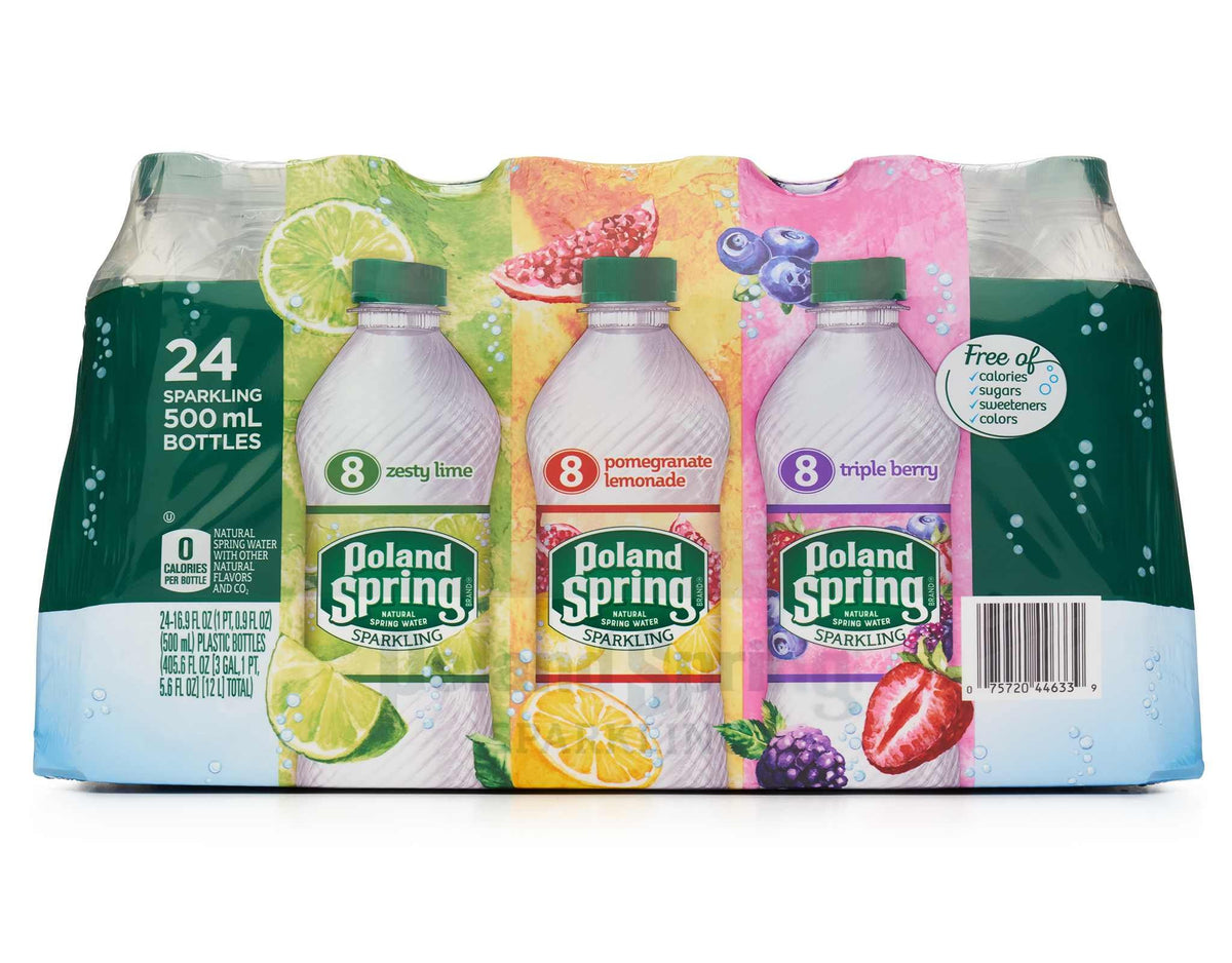 Sparkling Natural Spring Water Variety Pack 24 Half Liter Bottles E66963