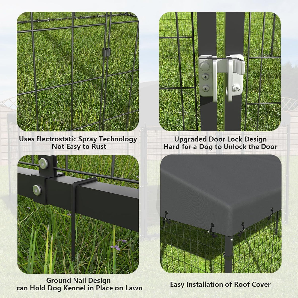10x10x6 FT Galvanized Steel Dog Kennel with Roof D80249
