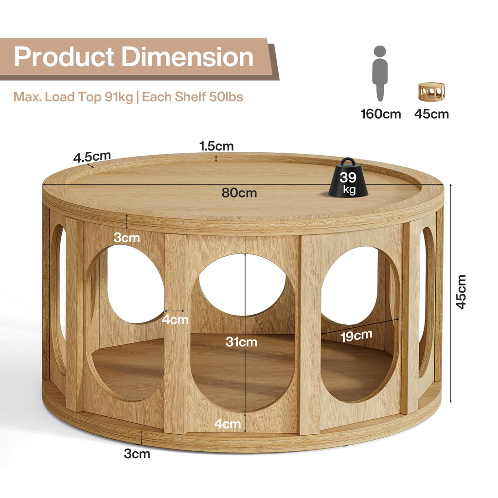 Round Coffee Table with Storage I8927