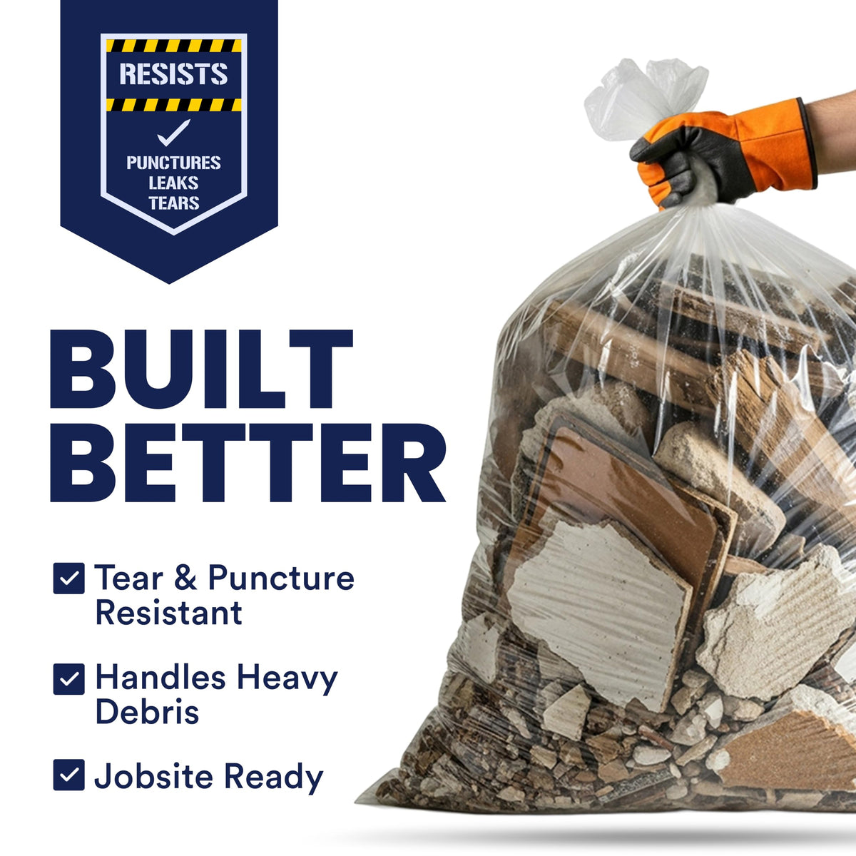 42 Gallon Clear Heavy Duty Trash Bags 4.0 Mil 50 Case K449