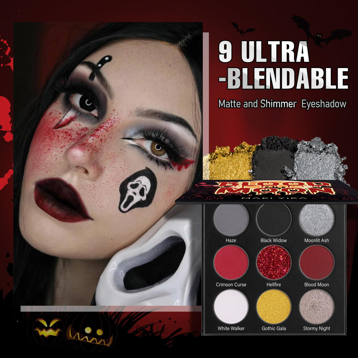 Black Red Grey Eyeshadow Palette U9634