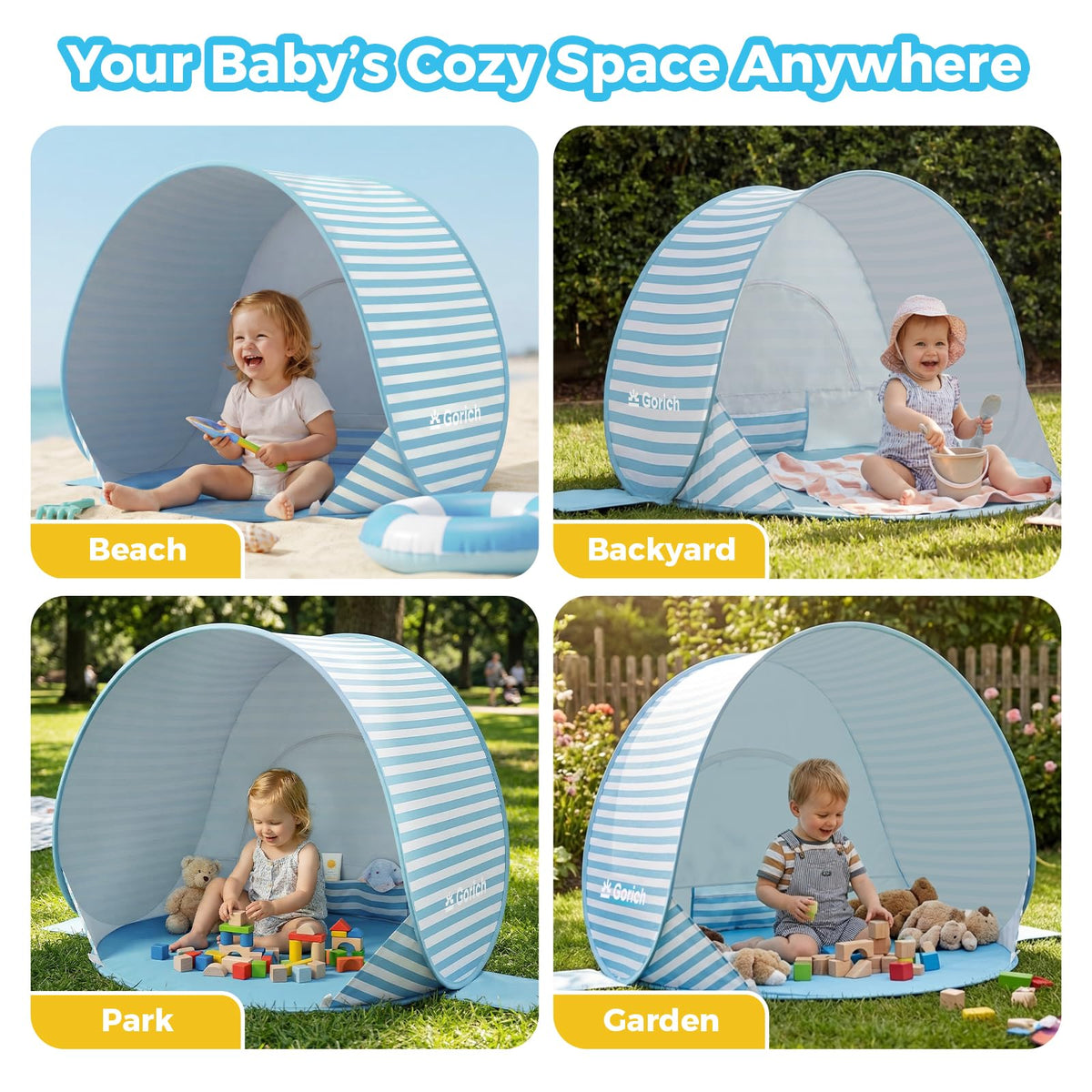 Pop Up Baby Beach Tent with UPF50+ UV Protection F51864