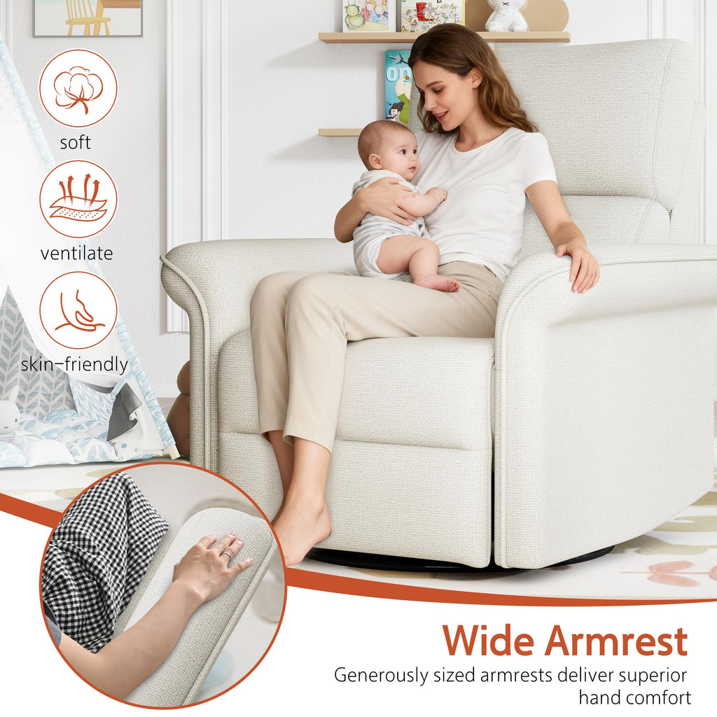 Fabric Light Gray Swivel Rocker Recliner Chair N352029