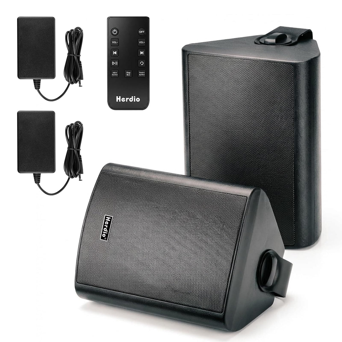 5.25" 300W Bluetooth Outdoor Speakers IPX5 Waterproof Black 2-Pack H599