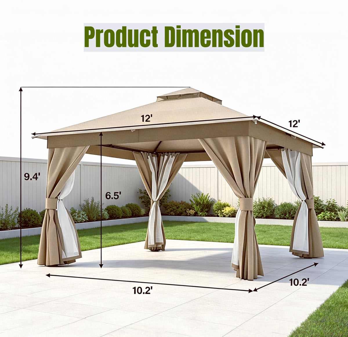 12x12 Metal Frame Gazebo Canopy Tent C2696