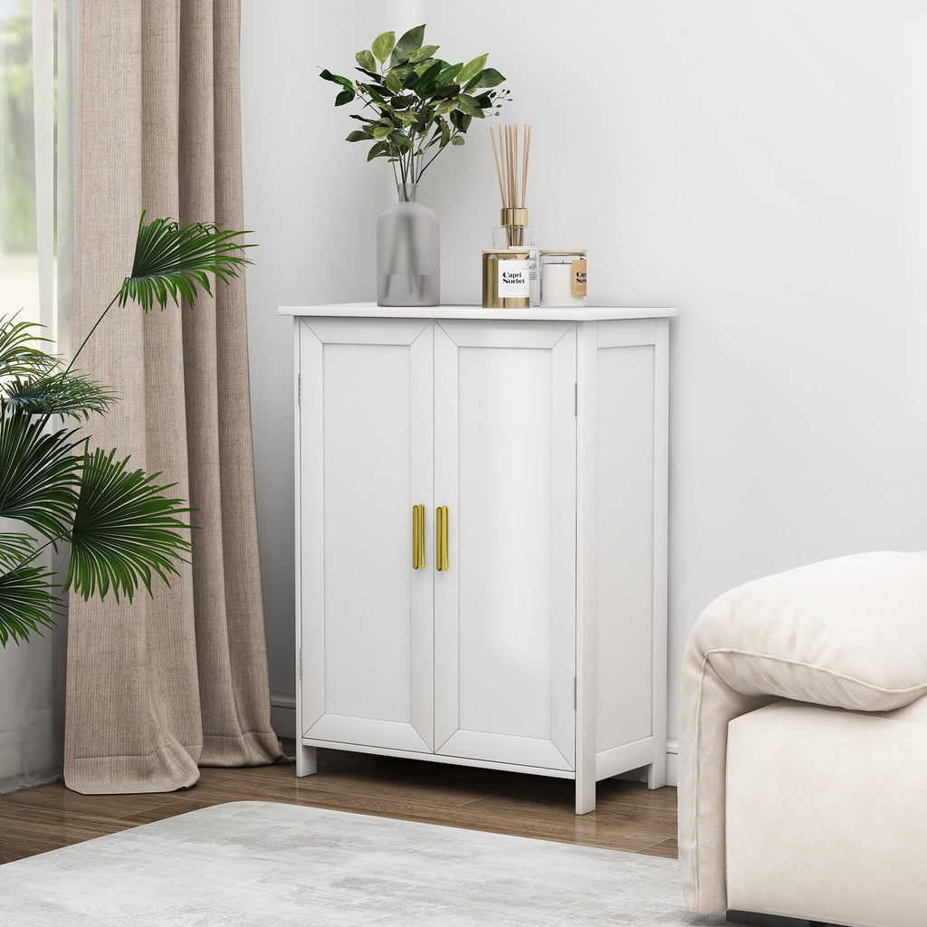 White 2 Door Bathroom Floor Storage Cabinet N360