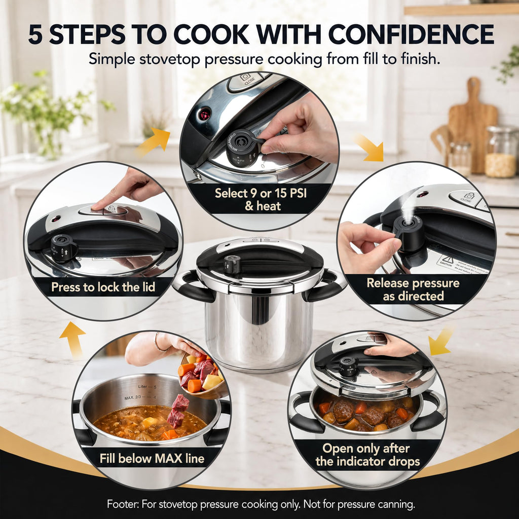 3.2QT Stainless Steel Stovetop Pressure Cooker W887203