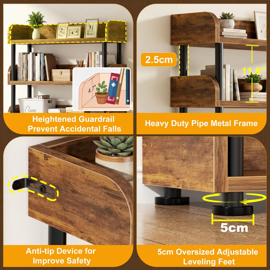 6-Tier Tall Open Bookshelf with Metal Frame L172039
