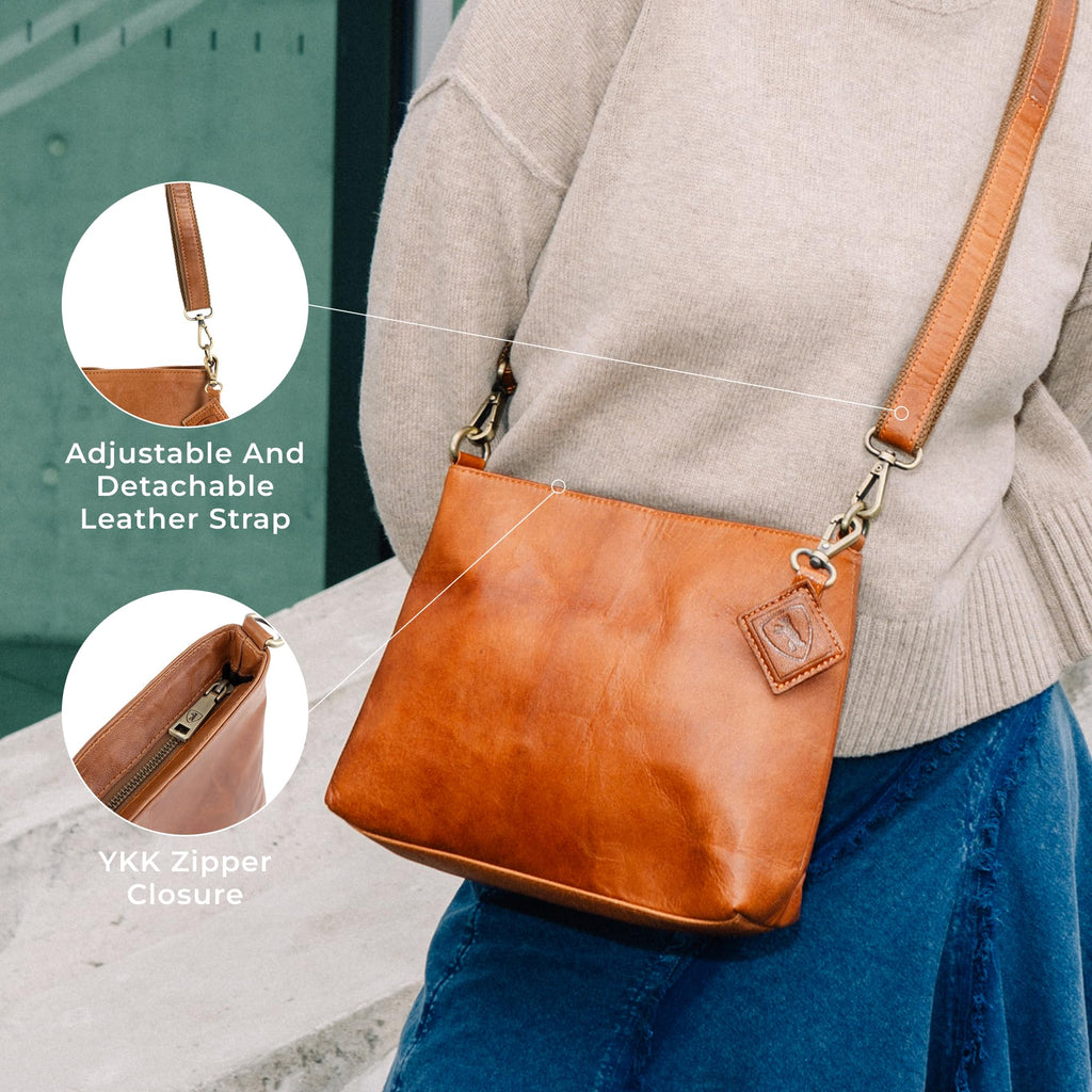 Full Grain Leather Crossbody Purses R8001