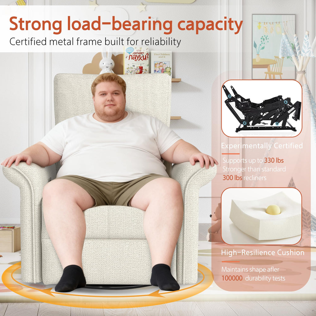 Fabric Light Gray Swivel Rocker Recliner Chair N352029