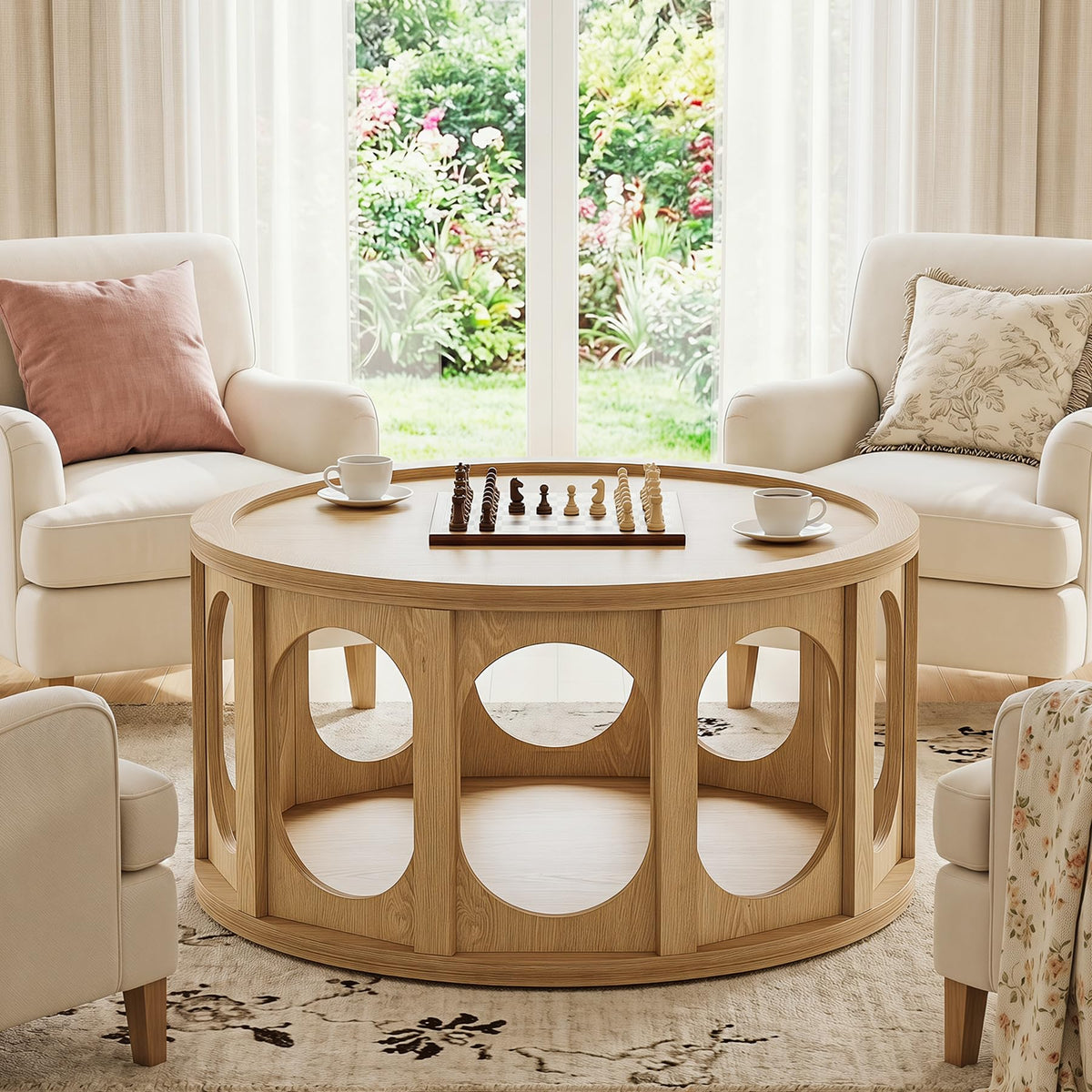 Round Coffee Table with Storage I8927