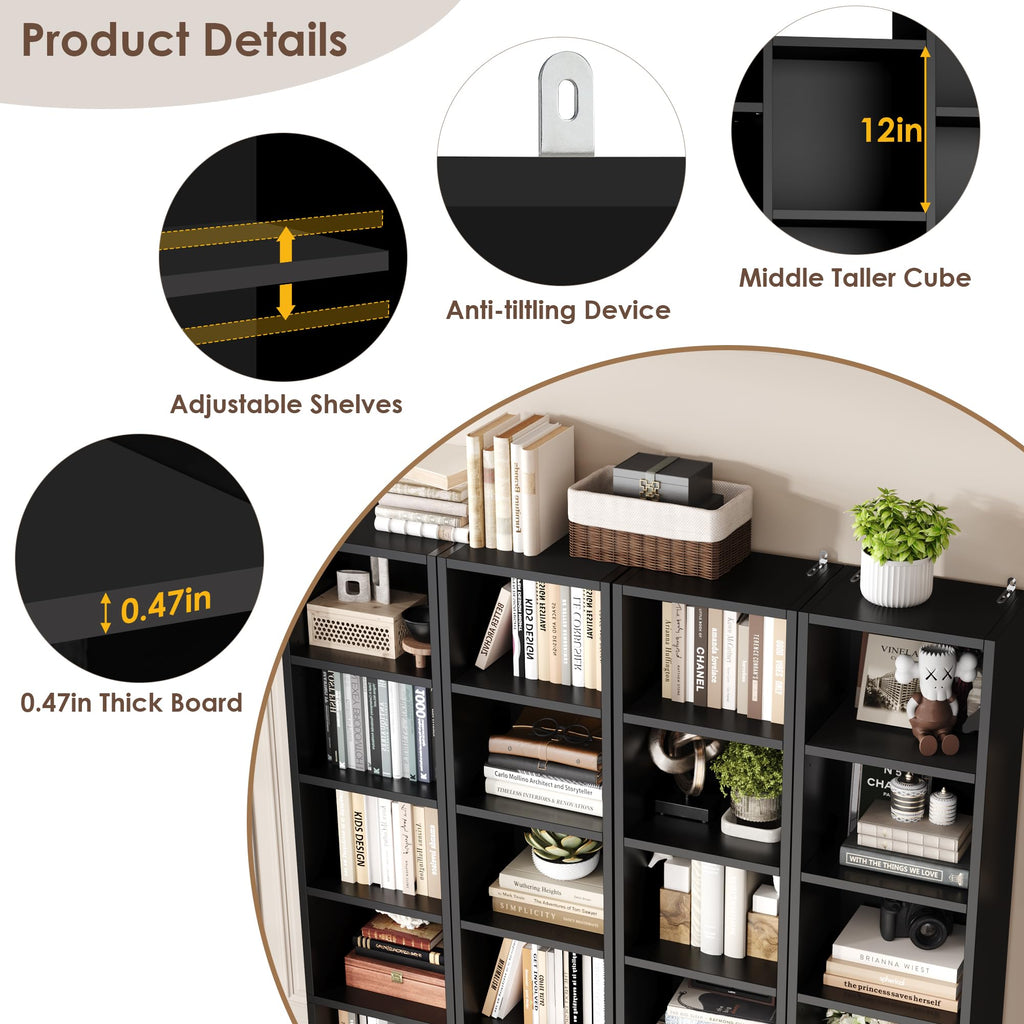 71'' H Black 21 Cube Bookshelf X29744
