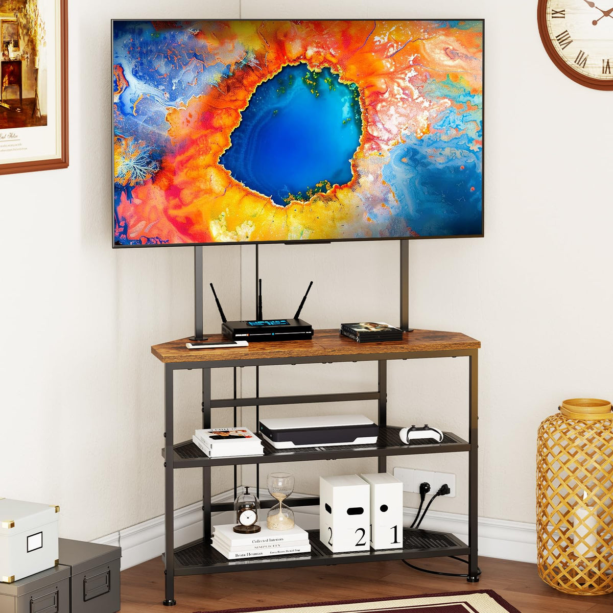 23" to 60" Corner TV Stand with Mount and Storage Shelves W292140